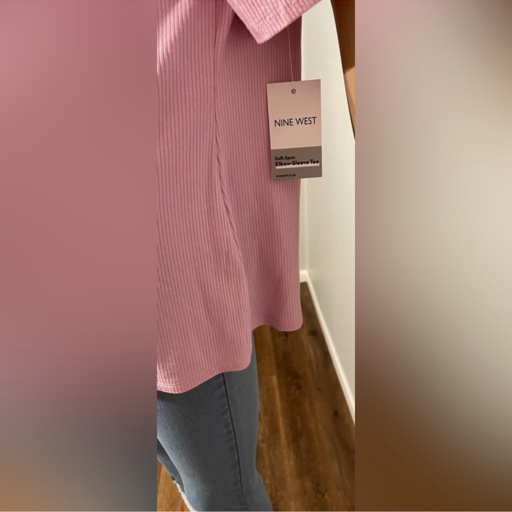 Nine West Pink Ribbed Top - Picture 2 of 5